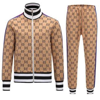 brown gucci tracksuit|Gucci full tracksuits.